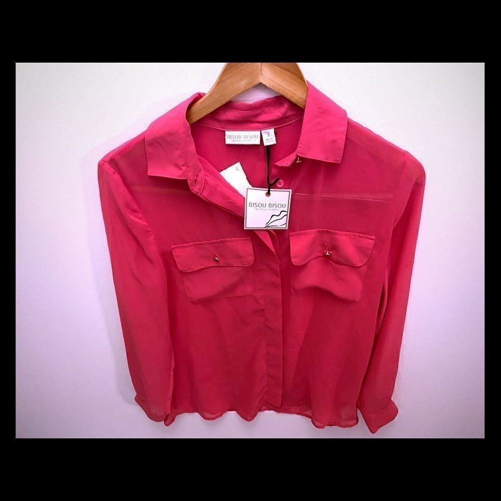 Bisou Bisou long sleeve pink blouse